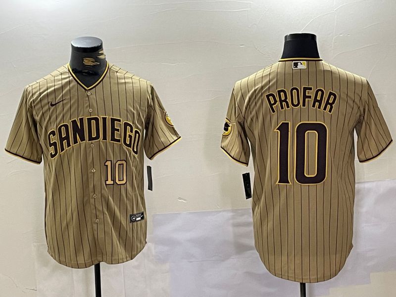 Men San Diego Padres #10 Profar Browm Stripe Game 2024 Nike MLB Jersey style 10082->san diego padres->MLB Jersey